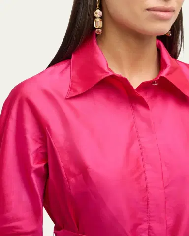 Rickie Freeman for Teri Jon Taffeta Shirt Dress w/ Eyelet Skirt | Thumbnail 5 Rickie Freeman for Teri Jon Taffeta Shirt Dress w/ Eyelet Skirt | Thumbnail 5