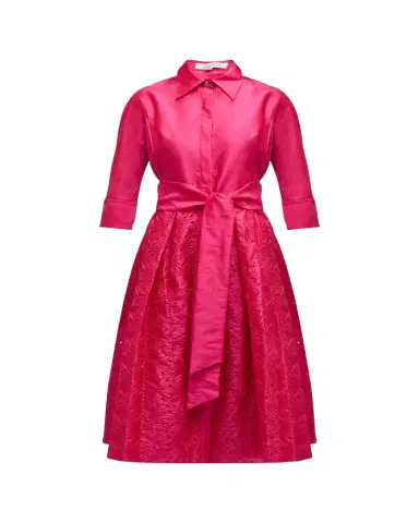Rickie Freeman for Teri Jon Taffeta Shirt Dress w/ Eyelet Skirt | Thumbnail 1 Rickie Freeman for Teri Jon Taffeta Shirt Dress w/ Eyelet Skirt | Thumbnail 1