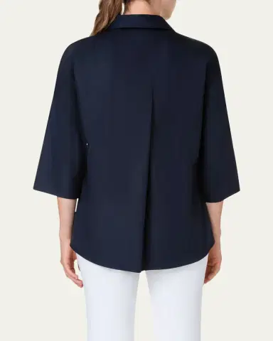 Akris punto Kimono-Sleeve Split-Neck Blouse | Thumbnail 12 Akris punto Kimono-Sleeve Split-Neck Blouse | Thumbnail 12