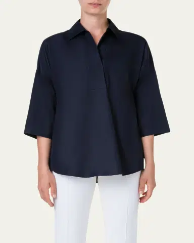 Akris punto Kimono-Sleeve Split-Neck Blouse | Thumbnail 13 Akris punto Kimono-Sleeve Split-Neck Blouse | Thumbnail 13