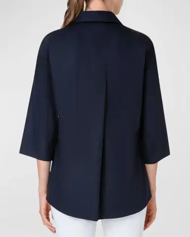 Akris punto Kimono-Sleeve Split-Neck Blouse | Thumbnail 3 Akris punto Kimono-Sleeve Split-Neck Blouse | Thumbnail 3