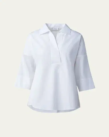 Akris punto Kimono-Sleeve Split-Neck Blouse | Thumbnail 5 Akris punto Kimono-Sleeve Split-Neck Blouse | Thumbnail 5