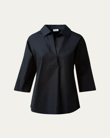 Akris punto Kimono-Sleeve Split-Neck Blouse | Thumbnail 10 Akris punto Kimono-Sleeve Split-Neck Blouse | Thumbnail 10