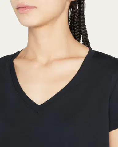 Lafayette 148 New York Modern V-Neck Short-Sleeve Cotton Jersey Tee | Thumbnail 5 Lafayette 148 New York Modern V-Neck Short-Sleeve Cotton Jersey Tee | Thumbnail 5