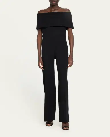 Lela Rose Off-the-Shoulder Crepe Jumpsuit | Thumbnail 2 Lela Rose Off-the-Shoulder Crepe Jumpsuit | Thumbnail 2