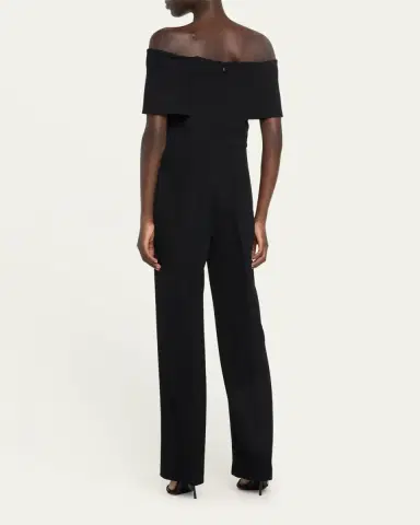 Lela Rose Off-the-Shoulder Crepe Jumpsuit | Thumbnail 3 Lela Rose Off-the-Shoulder Crepe Jumpsuit | Thumbnail 3