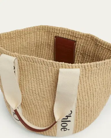 Chloé Woody Large Mifuko Basket Bag in Fair Trade Paper Embellished with Linen | Thumbnail 4 Chloé Woody Large Mifuko Basket Bag in Fair Trade Paper Embellished with Linen | Thumbnail 4