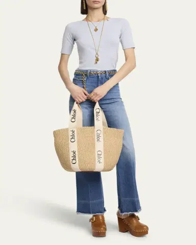 Chloé Woody Large Mifuko Basket Bag in Fair Trade Paper Embellished with Linen | Thumbnail 5 Chloé Woody Large Mifuko Basket Bag in Fair Trade Paper Embellished with Linen | Thumbnail 5