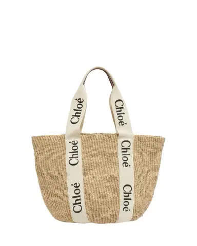Chloé Woody Large Mifuko Basket Bag in Fair Trade Paper Embellished with Linen | Thumbnail 1 Chloé Woody Large Mifuko Basket Bag in Fair Trade Paper Embellished with Linen | Thumbnail 1
