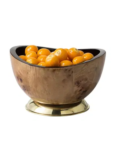 Ladorada Burl Veneer Accent Bowl With Brass Base | Thumbnail 1 Ladorada Burl Veneer Accent Bowl With Brass Base | Thumbnail 1