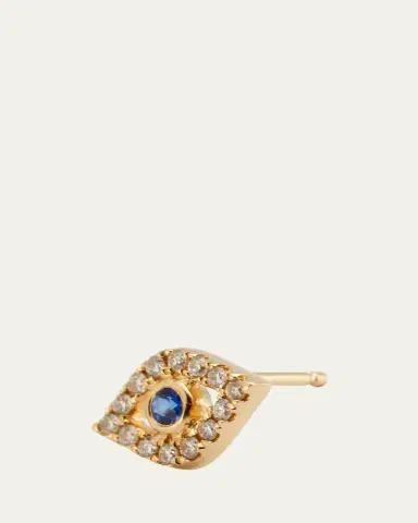 Sydney Evan 14K Yellow Gold Large Sapphire Bezel Eye Stud Earring, Single | Thumbnail 3 Sydney Evan 14K Yellow Gold Large Sapphire Bezel Eye Stud Earring, Single | Thumbnail 3