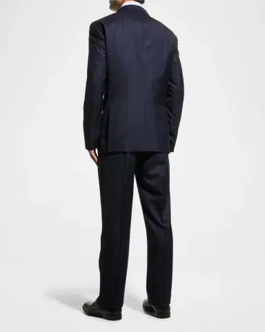 Brunello Cucinelli Men's Solid Peak-Lapel Tuxedo | Thumbnail 3 Brunello Cucinelli Men's Solid Peak-Lapel Tuxedo | Thumbnail 3