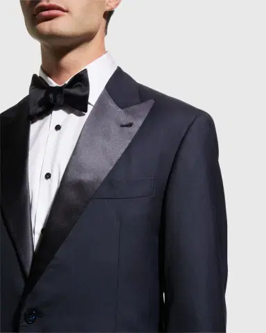 Brunello Cucinelli Men's Solid Peak-Lapel Tuxedo | Thumbnail 5 Brunello Cucinelli Men's Solid Peak-Lapel Tuxedo | Thumbnail 5