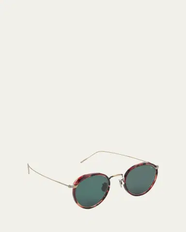 Eyevan Men's 717E Round Acetate-Wrapped Metal Sunglasses | Thumbnail 6 Eyevan Men's 717E Round Acetate-Wrapped Metal Sunglasses | Thumbnail 6