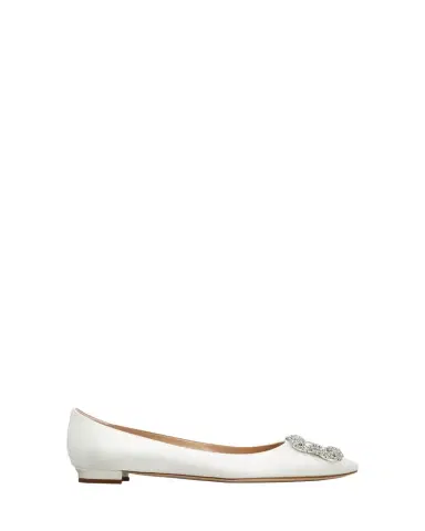 Manolo Blahnik Hangsi Satin Crystal-Buckle Ballerina Flats | Thumbnail 1 Manolo Blahnik Hangsi Satin Crystal-Buckle Ballerina Flats | Thumbnail 1