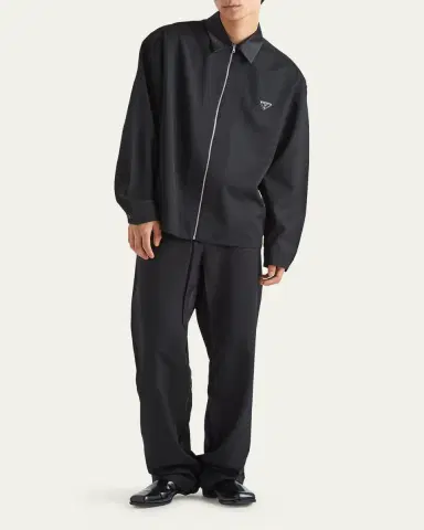 Prada Men's Full-Zip Gabardine Overshirt | Thumbnail 2 Prada Men's Full-Zip Gabardine Overshirt | Thumbnail 2