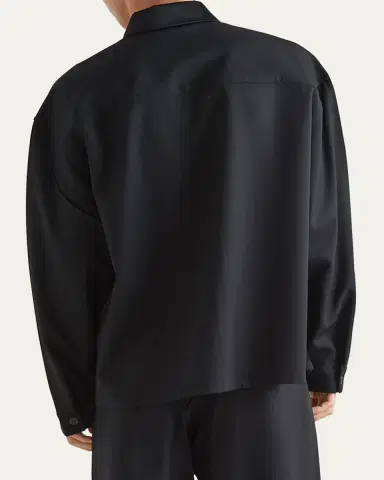 Prada Men's Full-Zip Gabardine Overshirt | Thumbnail 4 Prada Men's Full-Zip Gabardine Overshirt | Thumbnail 4