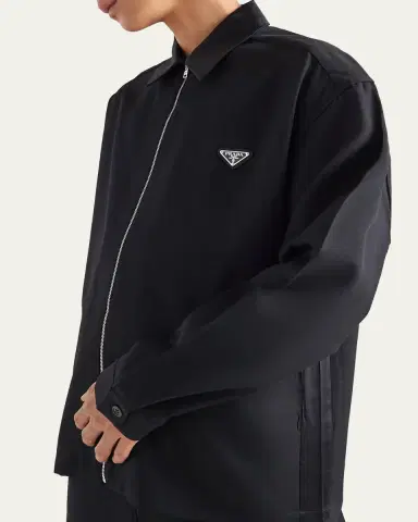 Prada Men's Full-Zip Gabardine Overshirt | Thumbnail 5 Prada Men's Full-Zip Gabardine Overshirt | Thumbnail 5