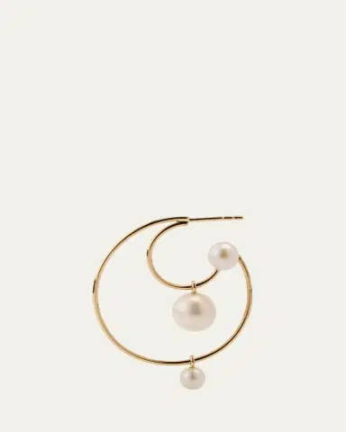 Sophie Bille Brahe Bain Perle Double Hoop Earring with Freshwater Pearls and 14K Yellow Gold, Single | Thumbnail 3 Sophie Bille Brahe Bain Perle Double Hoop Earring with Freshwater Pearls and 14K Yellow Gold, Single | Thumbnail 3