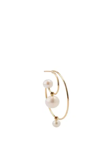 Sophie Bille Brahe Bain Perle Double Hoop Earring with Freshwater Pearls and 14K Yellow Gold, Single | Thumbnail 1 Sophie Bille Brahe Bain Perle Double Hoop Earring with Freshwater Pearls and 14K Yellow Gold, Single | Thumbnail 1