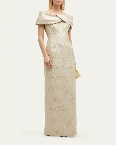 Rickie Freeman for Teri Jon Off-Shoulder Jacquard Column Gown | Thumbnail 11 Rickie Freeman for Teri Jon Off-Shoulder Jacquard Column Gown | Thumbnail 11