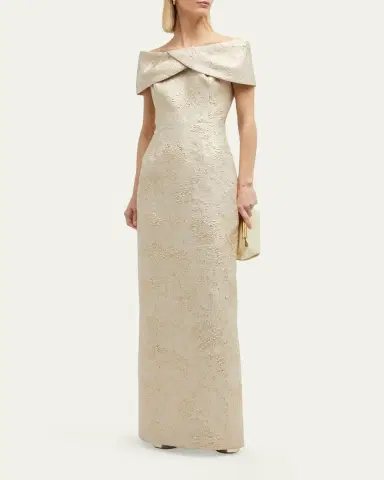 Rickie Freeman for Teri Jon Off-Shoulder Jacquard Column Gown | Thumbnail 13 Rickie Freeman for Teri Jon Off-Shoulder Jacquard Column Gown | Thumbnail 13