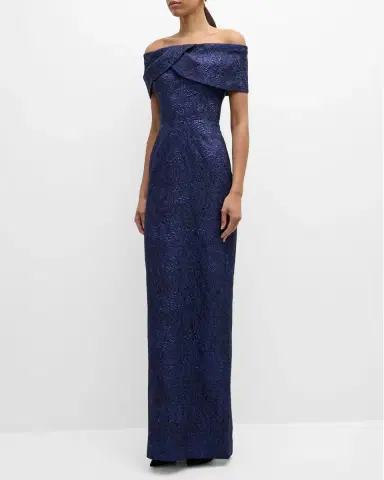 Rickie Freeman for Teri Jon Off-Shoulder Jacquard Column Gown | Thumbnail 22 Rickie Freeman for Teri Jon Off-Shoulder Jacquard Column Gown | Thumbnail 22