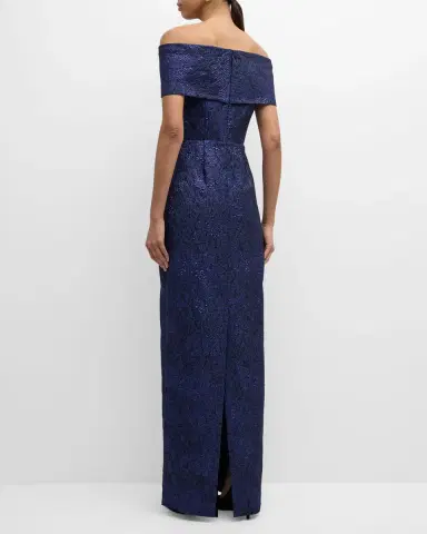 Rickie Freeman for Teri Jon Off-Shoulder Jacquard Column Gown | Thumbnail 23 Rickie Freeman for Teri Jon Off-Shoulder Jacquard Column Gown | Thumbnail 23