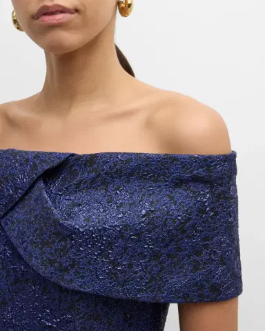 Rickie Freeman for Teri Jon Off-Shoulder Jacquard Column Gown | Thumbnail 24 Rickie Freeman for Teri Jon Off-Shoulder Jacquard Column Gown | Thumbnail 24