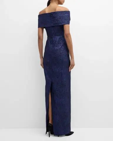 Rickie Freeman for Teri Jon Off-Shoulder Jacquard Column Gown | Thumbnail 25 Rickie Freeman for Teri Jon Off-Shoulder Jacquard Column Gown | Thumbnail 25