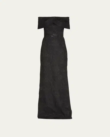 Rickie Freeman for Teri Jon Off-Shoulder Jacquard Column Gown | Thumbnail 5 Rickie Freeman for Teri Jon Off-Shoulder Jacquard Column Gown | Thumbnail 5