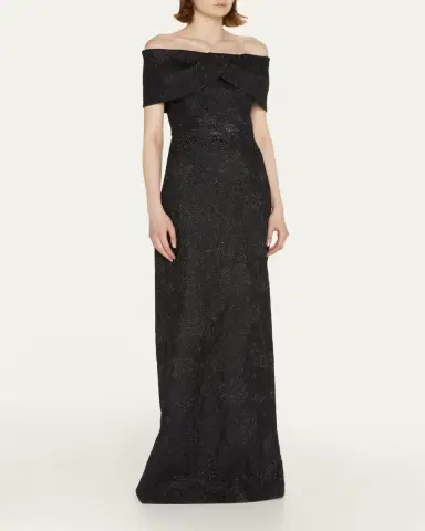 Rickie Freeman for Teri Jon Off-Shoulder Jacquard Column Gown | Thumbnail 8 Rickie Freeman for Teri Jon Off-Shoulder Jacquard Column Gown | Thumbnail 8