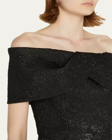 Rickie Freeman for Teri Jon Off-Shoulder Jacquard Column Gown | Thumbnail 9 Rickie Freeman for Teri Jon Off-Shoulder Jacquard Column Gown | Thumbnail 9