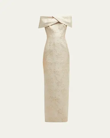 Rickie Freeman for Teri Jon Off-Shoulder Jacquard Column Gown | Thumbnail 10 Rickie Freeman for Teri Jon Off-Shoulder Jacquard Column Gown | Thumbnail 10