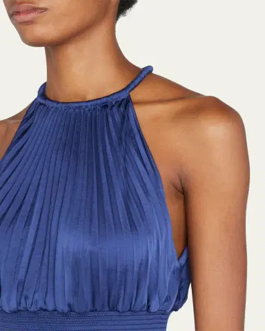 A.L.C. Renzo II Satin Pleated High-Neck Midi Dress | Thumbnail 5 A.L.C. Renzo II Satin Pleated High-Neck Midi Dress | Thumbnail 5