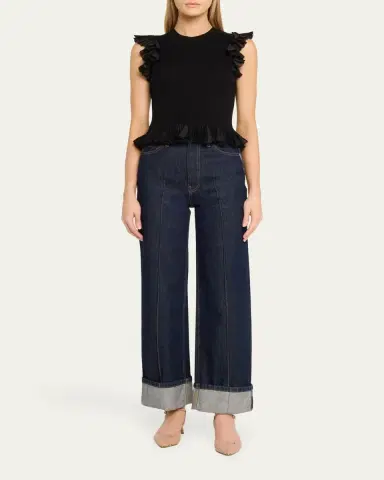 Ulla Johnson The Genevieve Topstitched Wide-Leg Denim Jeans | Thumbnail 2 Ulla Johnson The Genevieve Topstitched Wide-Leg Denim Jeans | Thumbnail 2