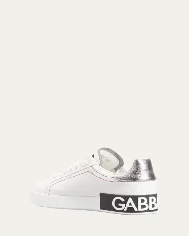 Dolce & Gabbana Leather Logo Low-Top Sneakers | Thumbnail 4 Dolce & Gabbana Leather Logo Low-Top Sneakers | Thumbnail 4