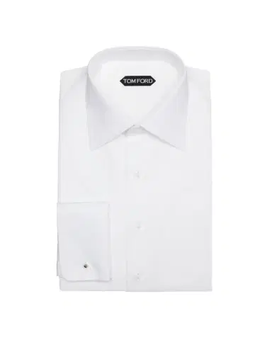 TOM FORD Men's Cotton Piqué Dress Shirt with French Cuffs | Thumbnail 1 TOM FORD Men's Cotton Piqué Dress Shirt with French Cuffs | Thumbnail 1