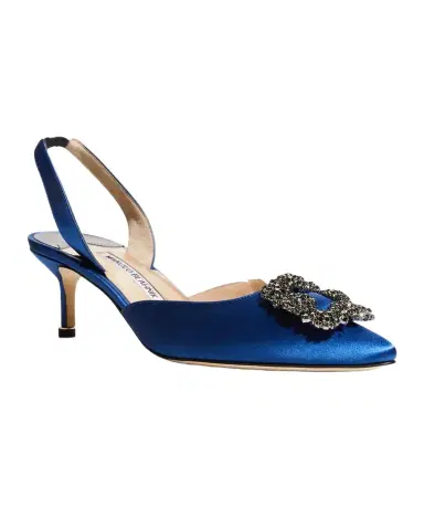 Manolo Blahnik Hangisi Crystal Buckle Slingback Pumps | Thumbnail 1 Manolo Blahnik Hangisi Crystal Buckle Slingback Pumps | Thumbnail 1