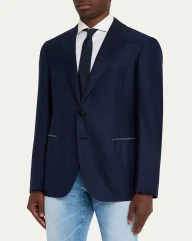Cesare Attolini Men's Deconstructed Wool Two-Button Blazer | Thumbnail 4 Cesare Attolini Men's Deconstructed Wool Two-Button Blazer | Thumbnail 4