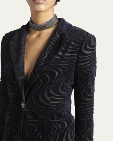 Giorgio Armani Swirl Jacquard Jersey Single-Breasted Blazer Jacket | Thumbnail 5 Giorgio Armani Swirl Jacquard Jersey Single-Breasted Blazer Jacket | Thumbnail 5