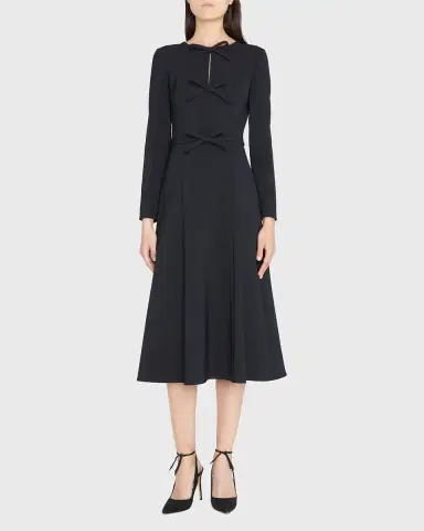 Carolina Herrera Triple Bow Keyhole-Front Midi Dress | Thumbnail 2 Carolina Herrera Triple Bow Keyhole-Front Midi Dress | Thumbnail 2