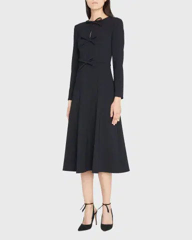Carolina Herrera Triple Bow Keyhole-Front Midi Dress | Thumbnail 4 Carolina Herrera Triple Bow Keyhole-Front Midi Dress | Thumbnail 4