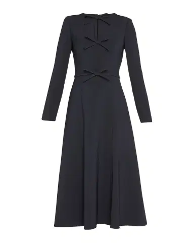 Carolina Herrera Triple Bow Keyhole-Front Midi Dress | Thumbnail 1 Carolina Herrera Triple Bow Keyhole-Front Midi Dress | Thumbnail 1