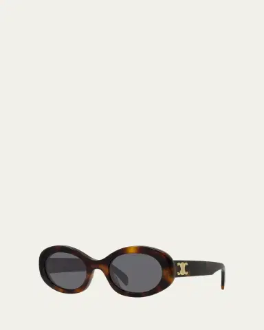 Celine Triomphe Logo Oval Acetate Sunglasses | Thumbnail 2 Celine Triomphe Logo Oval Acetate Sunglasses | Thumbnail 2