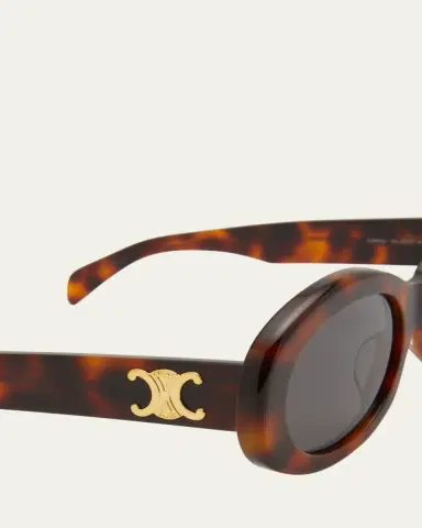 Celine Triomphe Logo Oval Acetate Sunglasses | Thumbnail 3 Celine Triomphe Logo Oval Acetate Sunglasses | Thumbnail 3
