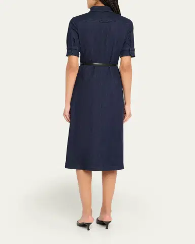 Altuzarra Kieran Denim Leather Belted Midi Dress | Thumbnail 3 Altuzarra Kieran Denim Leather Belted Midi Dress | Thumbnail 3