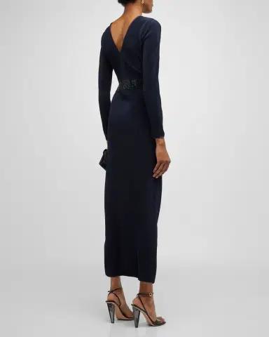Giorgio Armani Jersey Dress w/ Beaded Hip Detail | Thumbnail 3 Giorgio Armani Jersey Dress w/ Beaded Hip Detail | Thumbnail 3