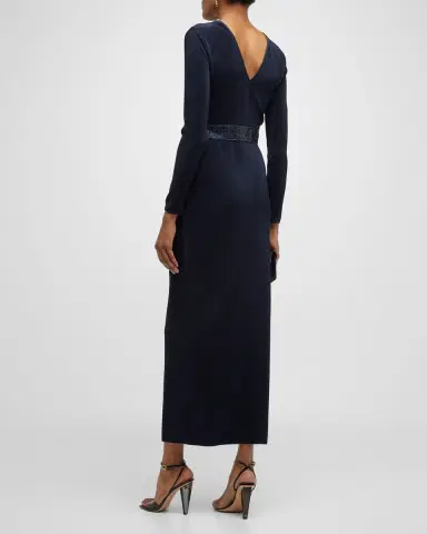 Giorgio Armani Jersey Dress w/ Beaded Hip Detail | Thumbnail 5 Giorgio Armani Jersey Dress w/ Beaded Hip Detail | Thumbnail 5