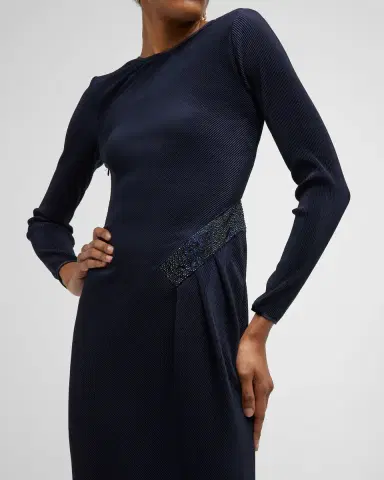 Giorgio Armani Jersey Dress w/ Beaded Hip Detail | Thumbnail 6 Giorgio Armani Jersey Dress w/ Beaded Hip Detail | Thumbnail 6